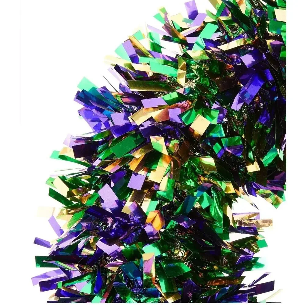 NEW! Mardi Gras 17 inch Round Tinsel Wreath Green Purple Gold Door Decor Holiday